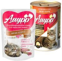 АМУРР 415 г Консервы для кошек в соусе мясное ассорти 