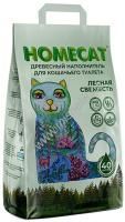 HOMECAT Лесная свежесть 40 л 12 кг древесный наполнитель для кошачьих туалетов мелкие гранулы