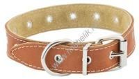 HOMEPET 25 мм до 45 см ошейник для собак кожаный двухслойный простроченный коричневый