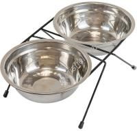 HOMEPET D 20 см 2 х1 л миска для домашних животных металлическая двойная на подставке