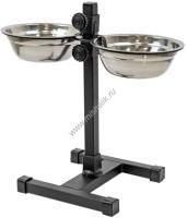 HOMEPET D 18 см 2х700 мл до 30 см металлическая регулируемая подставка с мисками для домашних животных