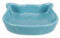 Миска керамическая "Кошачья морда", 0.3 л/ø 12 см, кремовый/петроль