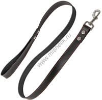 HOMEPET 25 ммх120 см поводок для собак кожаный простой простроченный черный