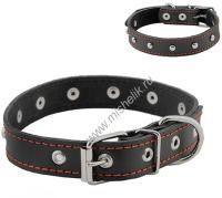 HOMEPET 20 мм 32-42 см ошейник для собак кожаный с украшениями простроченный черный