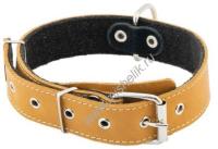 HOMEPET 35 мм 45-60 см ошейник кожаный с язычком на фетре простроченный янтарь