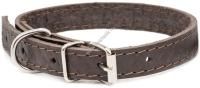HOMEPET Ромбы 15 мм 27-37 см ошейник для собак кожаный простроченный с тиснением коричневый