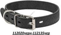 HOMEPET Ромбы 25 мм 29-39 см ошейник для собак кожаный простроченный с тиснением черный