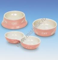 NOBBY CAT 0,26л 22 см x 11,5 см x 3,5 см миска двойная розовая с рисунком керамика 