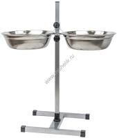 HOMEPET D 26 см 2 х 2,5 л до 60 см металлическая регулируемая подставка с мисками для домашних животных хром