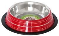 ANKUR 0,45 л миска металлическая красная с полосами резиновое основание
