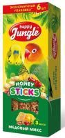 HAPPY JUNGLE Палочки для птиц 6 шт медовый микс 1х12