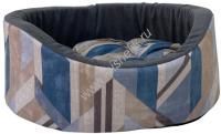 HOMEPET Велюр Графика №2 49 см х 43 см х 17 см лежак бежево-голубой для домашних животных