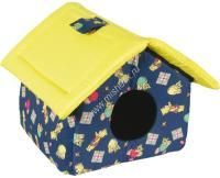 ЗООНИК 38х37х31 см дом для кошки с крышей ситец