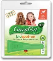 GREEN FORT NEO 1,5 мл 10-25 кг биокапли от блох и клещей для средних собак 