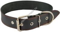 HOMEPET 35 мм 49-61см ошейник для собак кожаный простой простроченный черный