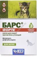 АВЗ БАРС ФОРТЕ 3 пипетки по 0.5 мл капли для котят против блох и клещей 