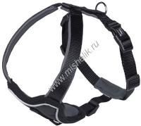 NOBBY CLASSIC PRENO COMFORT грудь 70-90 см ширина 35 мм шлейка для собак нейлон черная/серая 