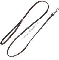 HOMEPET 10 ммх120 см поводок для собак кожаный простой простроченный черный