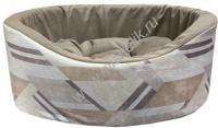 HOMEPET Велюр Графика №2 49 см х 43 см х 17 см лежак бежево-коричневый для домашних животных