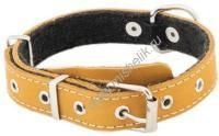 HOMEPET 20 мм 28-40 см ошейник кожаный с язычком на фетре простроченный янтарь