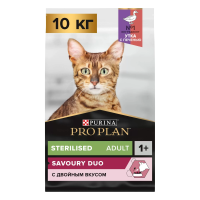 Корм Pro Plan, для стерилизованных кошек, с уткой и печенью, 10кг