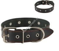 HOMEPET 35 мм 49-61 см ошейник для собак кожаный с украшениями простроченный черный