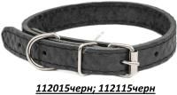 HOMEPET Ромбы 15 мм 17-27 см ошейник для собак кожаный простроченный с тиснением черный