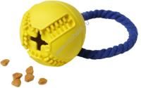 HOMEPET SILVER SERIES Ф 7,6 см х 8,2 см игрушка для собак мяч с канатом с отверстием для лакомств желтый каучук