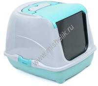 HOMECAT 50 см х 38 см х 37 см туалет для кошек закрытый с дверцей бирюзово-серый