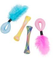 Набор игрушек для кошек, пластик/перья, 15см, 4шт.