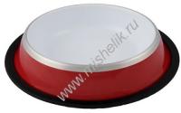ANKUR 0,45 л миска металлическая резиновое основание красная/белая