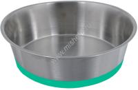 HOMEPET Premium 0,9 л миска для домашних животных металлическая на зеленой силиконовой подставке