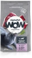 ALPHAPET WOW SUPERPREMIUM 750 гр сухой корм для взрослых домашних кошек и котов с уткой и потрошками