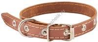 HOMEPET 20 мм 32-42 см ошейник для собак кожаный простой простроченный коричневый