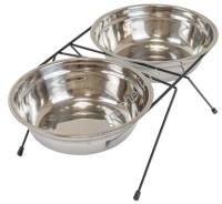 HOMEPET D 24 см 2 х 2 л миска для домашних животных металлическая двойная на подставке