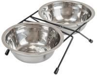 HOMEPET D 16 см 2 х 0,5 л миска для домашних животных металлическая двойная на подставке