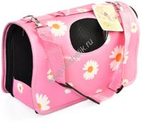 HOMEPET Ромашки 37 см х 19 см х 23 см сумка-переноска для животных розовая