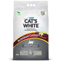 Cat`s White Activated Carbon Vanilla 10 л комкующийся наполнитель с активированным углем и ароматом ванили для лотков