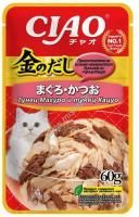 INABA Ciao Kinnodashi 60 г пауч для кошек тунец магуро и тунец кацуо в желе