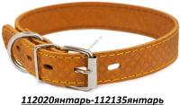 HOMEPET Ромбы 25 мм 29-39 см ошейник для собак кожаный простроченный с тиснением янтарь