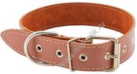 HOMEPET 35 мм 49-61 см ошейник для собак кожаный простой двойной простроченный двухслойный коричневый