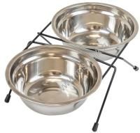 HOMEPET D 18 см 2 х 0,7 л миска для домашних животных металлическая двойная на подставке