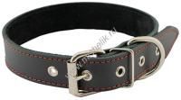 HOMEPET 30 мм 41-53 см ошейник для собак кожаный простой двойной простроченный двухслойный черный