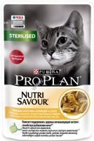 PRO PLAN Nutri Savour 85 г пауч влажный  корм для взрослых стерилизованных кошек и кастрированный котов, с курицей в соусе 
