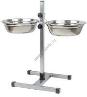 HOMEPET D 24 см 2 х 2 л до 50 см металлическая регулируемая подставка с мисками для домашних животных хром