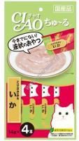 INABA Ciao Churu 4х14 г пюре для кошек куриное филе и кальмар 