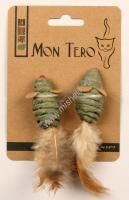 МОН ТЕРО ЭКО 2 шт 5 см игрушка для кошек мышь с перьями с кошачьей мятой зелёная 