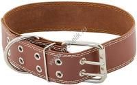 HOMEPET 45 мм 59-71 см ошейник для собак кожаный простой простроченный коричневый