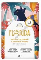 FLORIDA 85 г пауч консервы для взрослых кошек кусочки с курицей и клюквой в желе 