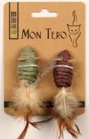 МОН ТЕРО ЭКО 2 шт 5 см игрушка для кошек мышь с кошачьей мятой зелено-фиолетовая 